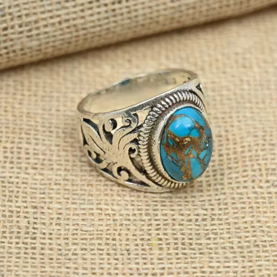 Turquoise Ring 925 Sterling Silver Men's Statement Anniversary Ring All Size B53