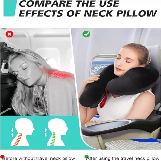 Neck Pillow for Travel, Inflatable Travel Neck Pillows for Airplanes