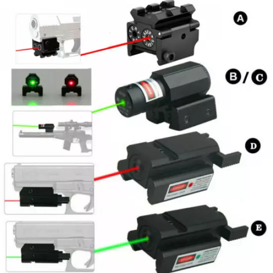 Tactical Red/Green Laser Beam Dot Sight Scope For 20mm Rail Pistol Gun Hunting #