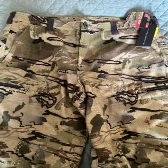 MENS UNDER ARMOUR BARREN CAMO CAMOUFLAGE WOOL HUNTING PANTS SIZE 42/38 WATER RES