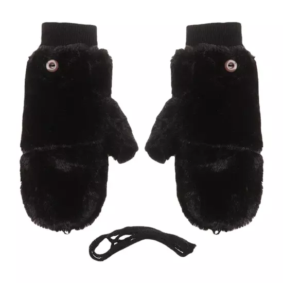 Faux Fur Winter Mittens Womens Warm Plush And Thicken Fleece Lined Knit Gloves