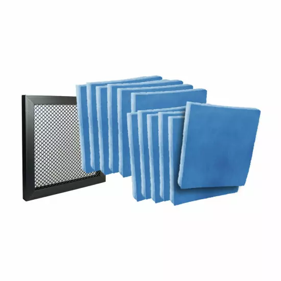 (12) Blue / White Polyester Filter Media Pads with Frame - Choose Size