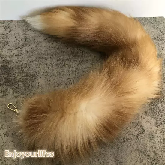 70cm/27.5" Long Real Fox Fur Tail Keychain Adult Games Furry Cosplay Toy Pendant