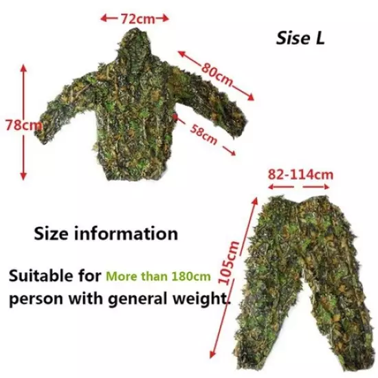 Outdoor Ghillie Suit Camouflage Clothes Jungle Suit Training Leaves Hunting Suit