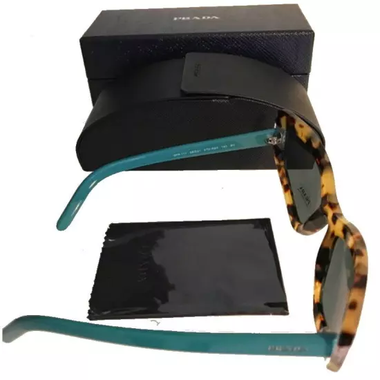 $352 Prada Catwalk Havana Sunglasses Brown + Blue 55-21-140 Made Italy NIB NWT