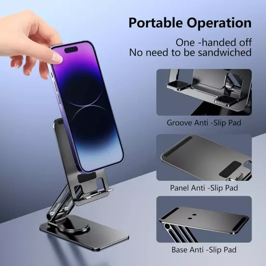 Cell Phone Stand Holder Multi Angle Adjustable Height 360 Rotation Foldable