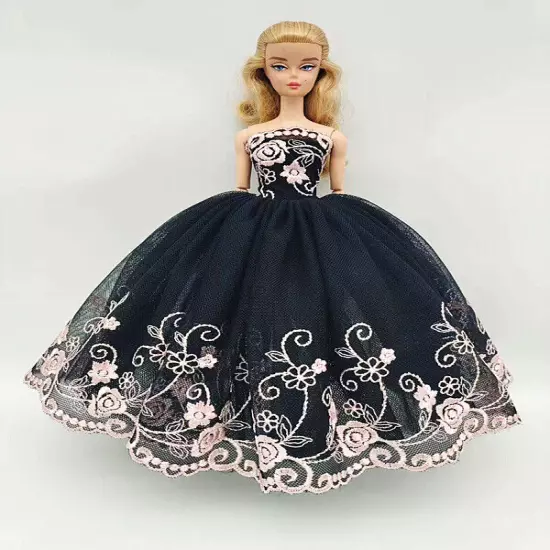 Black Style 1/6 Doll Clothes Handmade Wedding Dress 11.5" Dolls Outfits Gown Toy