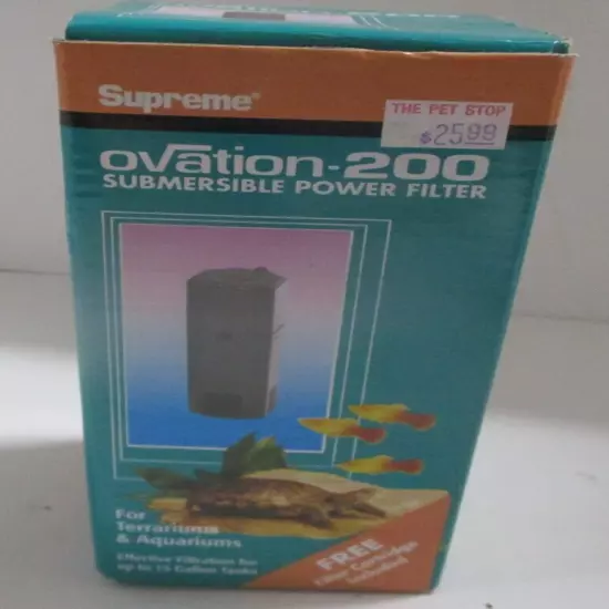 Supreme Ovation-200 Black Submersible Power Filter For Aquariums NEW