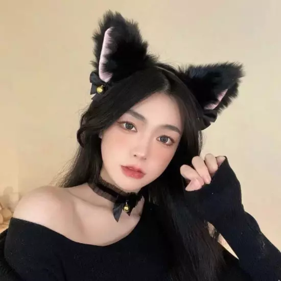 Cat Ear Bow Headband Claw Gloves Cosplay Plush Hairband Women Girl Headwear'