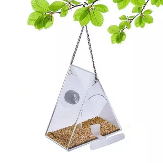  Bird House Pet Feeder Acrylic with Camera Home Pet Bird Feeder Transparent6725