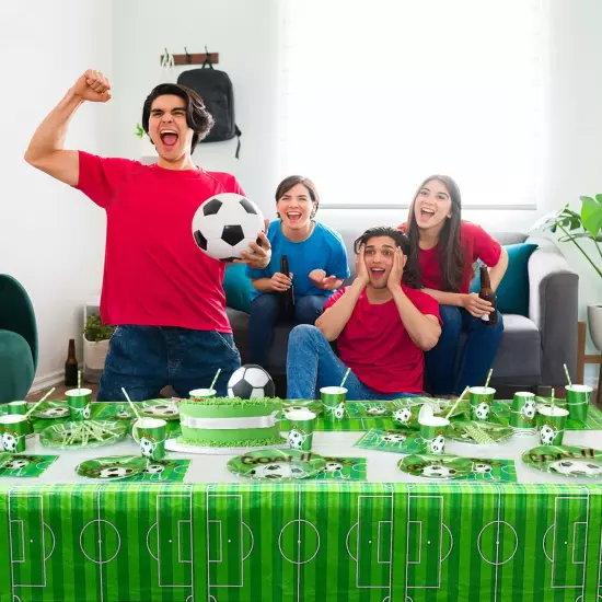 Soccer Party Supplies Serves 50, Paper Dinner Plates, Dessert Plates and Napkins