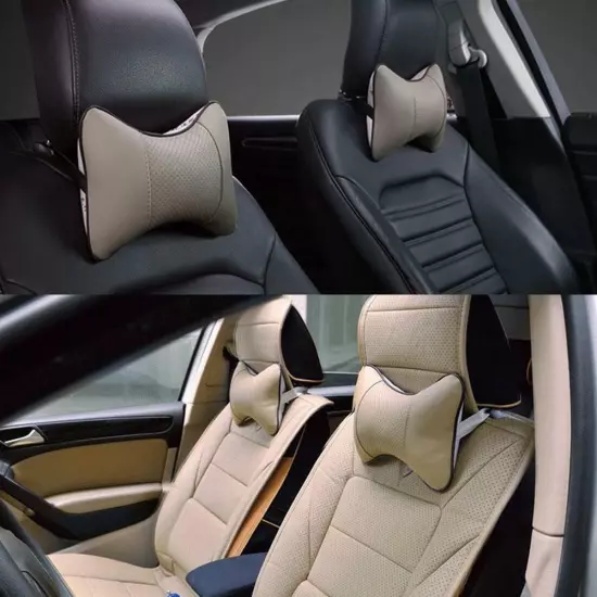 1Pcs Universal PU Leather Car Headrest Neck Pillow Comfortable Pillow Cushion