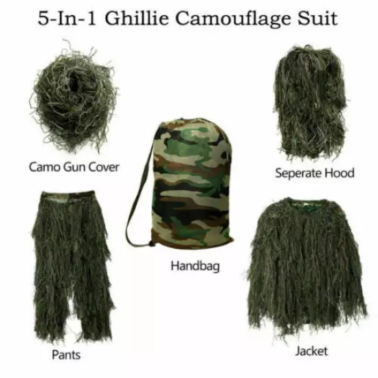 3D Woodland Camouflage Children Kids Military Games Show Hunting Ghillie Suit