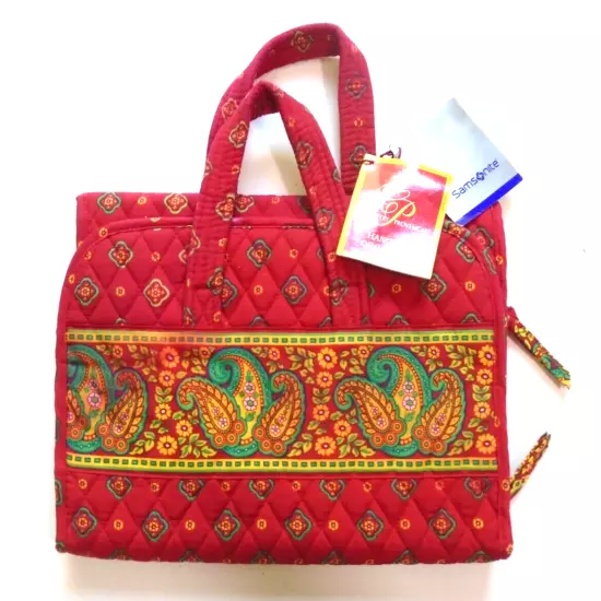 NWT Samsonite Country Provencal Red Floral Paisley Hanging Travel Organizer