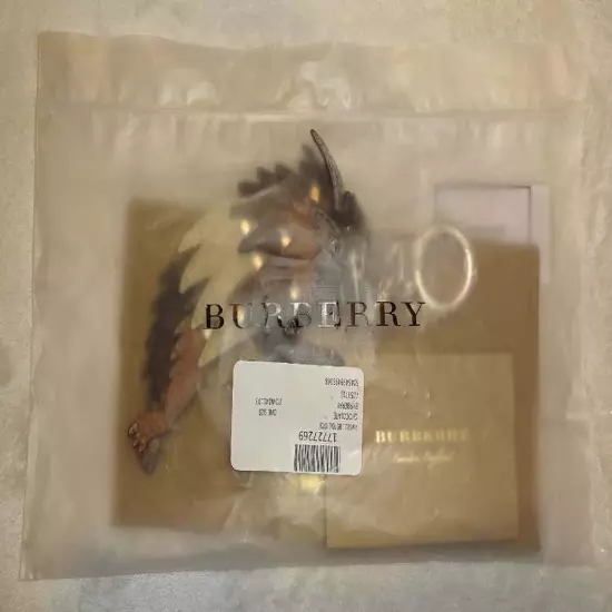 $325 Burberry Beasts Studded Leather Bull Key Charm Key Ring Key Fob Bag Charm