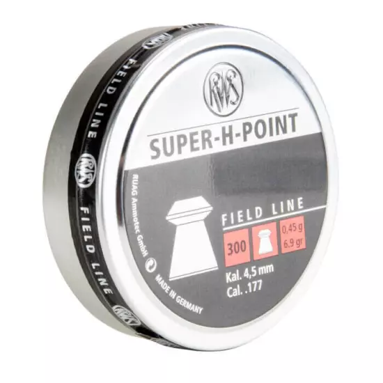 RWS SUPER-H-POINT .177 CALIBER PELLETS 300 count 6.9 grains Field Line GERMANY