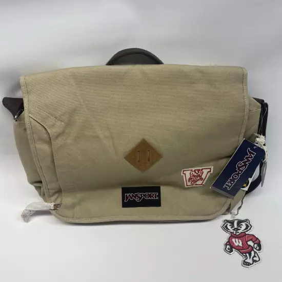 Jansport Crosstalk Messenger Laptop Bag Canvas Embroidered Wisconsin Bucky NWT