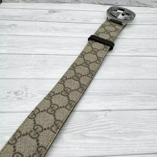 GUCCI Interlocking Sima GG Pattern Supreme Belt Leather