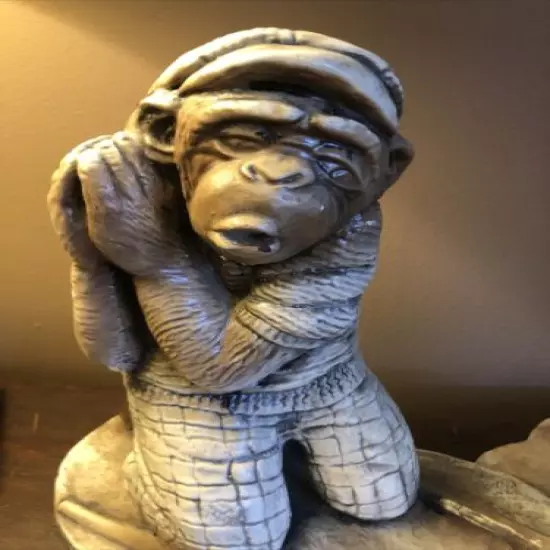 Vintage 1990’s Ceramic Golfing Monkey 18th Hole Saying His Prayers 12”Tall