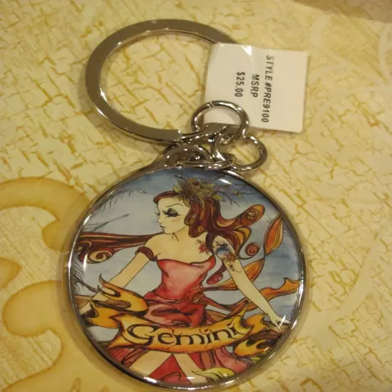 1990’s Isabella Fiore Tattoo Printed Zodiac Sign Keychain - RARE MSRP $25.00 NWT