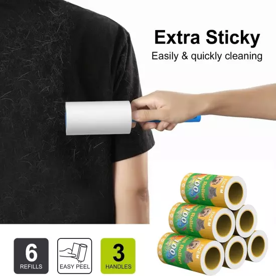 Lint Rollers for Pet Hair Extra Sticky, 600 Sheets Lint Roller with 3 Upgraded H