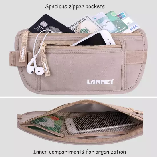 Money Belt for Travel Women and Men Slim Hidden Travel Wallet with RFID Blocking