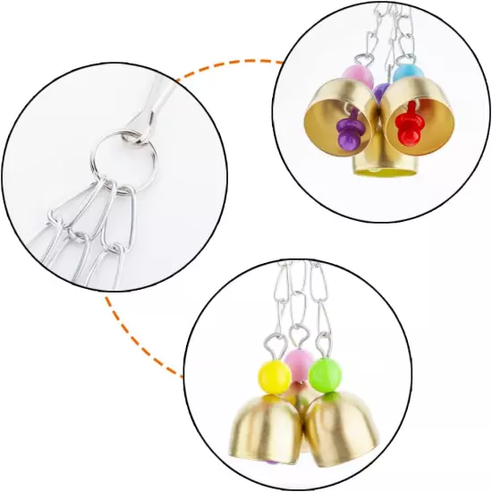 2 Pack Pet Parrot Bell Toy Chewing Toy Stainless Steel Hanging Bells for Parrot 