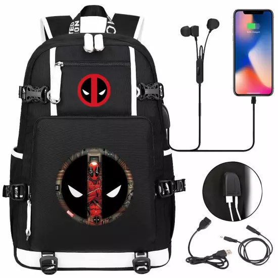 New Deadpool USB Backpack School Bags Men Teens Shoulder Outdoor Bags