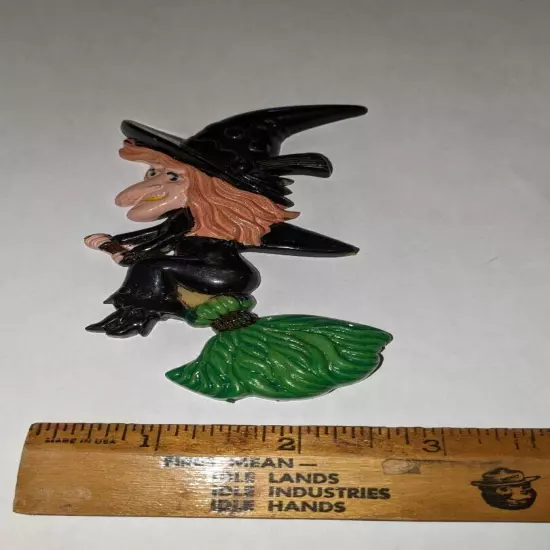 Vintage Witch On Broomstick Cake Topper. Free Shipping!