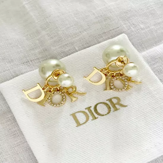 DIOR Tribales CD Crystal Charm Pearl Earrings