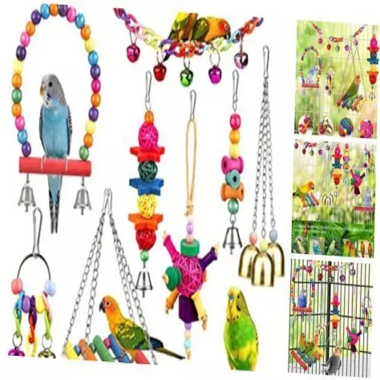 Bird Toys for Conures with Colorful Ladder Hammock Bird Cage Accerious Bird 