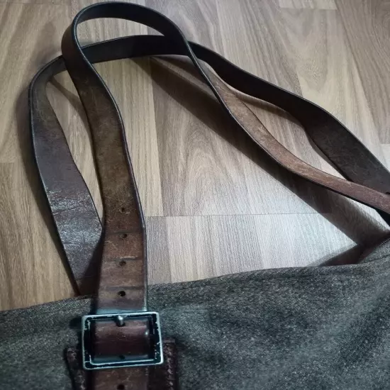 Swiss travel, shopping bag made of army blanket and leather belts