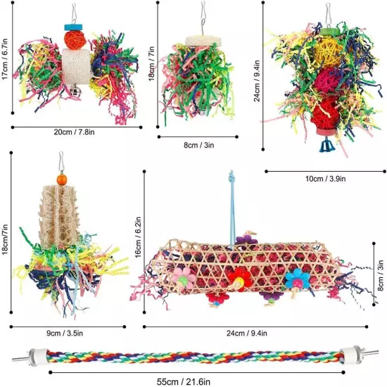 Bird Toys Shredding Foraging Parakeet Toy Chewing With Rope Perch 