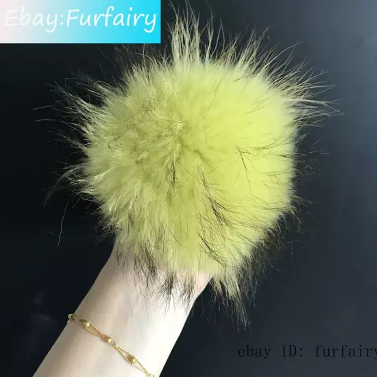 Large Real Raccoon Fur Ball Keychain Fox Fur Bag Charm Pendant Snap Button