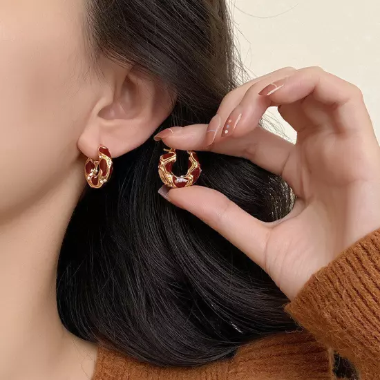 Hoop Earrings Female Enamel Lava Ear Ring