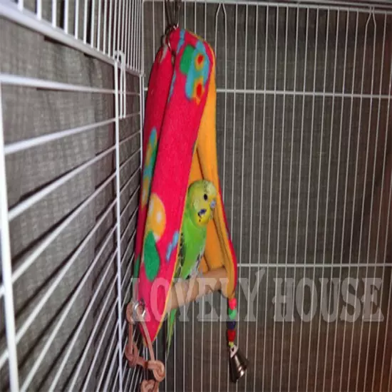 Bird Parrot Hammock Perch Tent Hanging Toy Bed Hut Hideaway Cave Cage Bunk