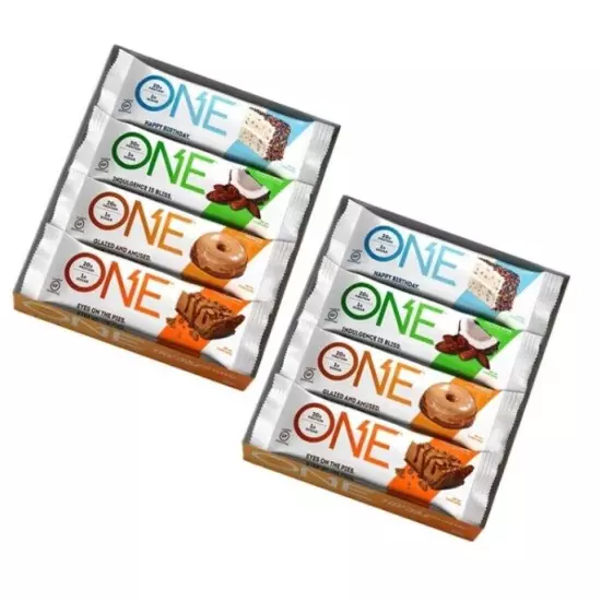 24 One Variety Pack Protein Bars 2/12 Packs Almond Glazed Doughnut PB Cake