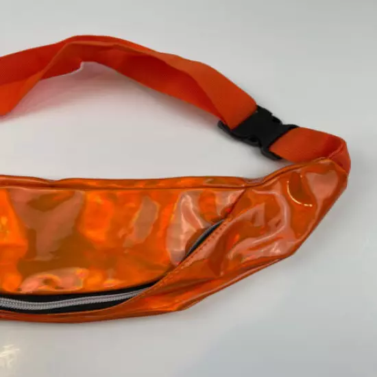 Fannie Pack Waist Bag - Neon Iridescent Orange, Adjustable Strap, Zipper Closure