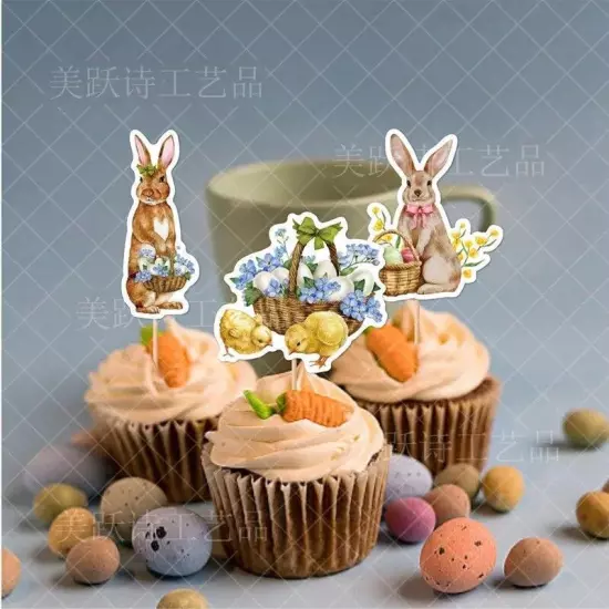 Easter Bunny Cupcake Toppers Happy Easter Bunnies Dessert Toppers Kids Birthday