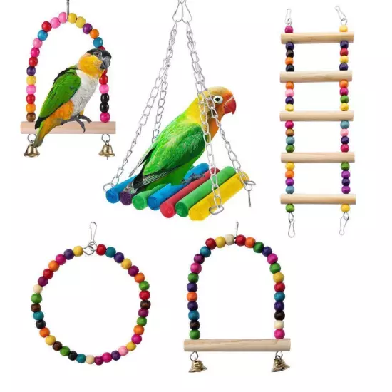 Parrot Bird Toy Cage Bird Toys Set Toy Bird Cage Parrot Accessorie s Toys O0V9