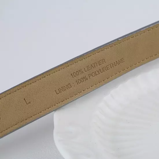 New with label TALBOTS Gold plain leather brass square button women's belt