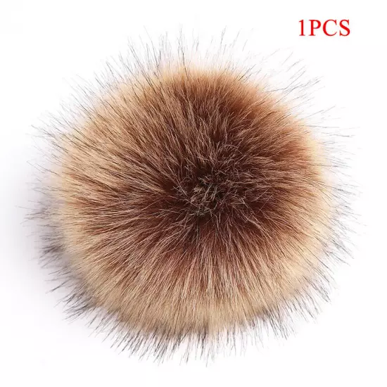 Fluffy Faux Fox Fur Pompom 8cm Pom Poms Ball with Dark Buckle DIY for Hat Bags"