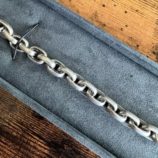 David Yurman Deco Wide Chain Link Bracelet in Sterling Silver - 10mm - 7.75"