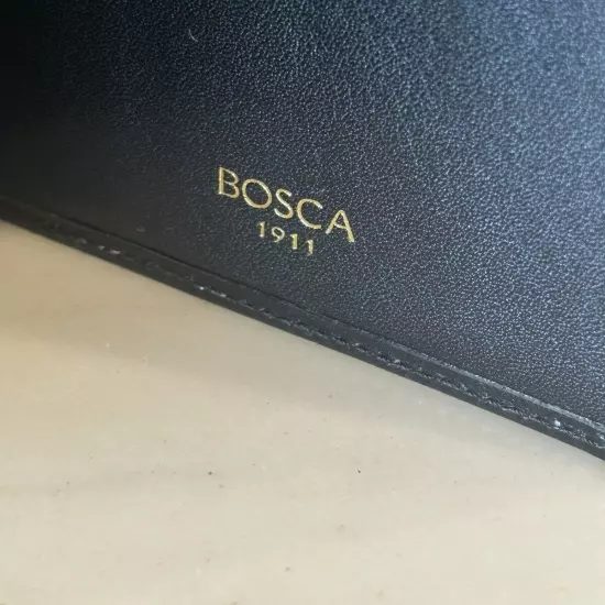 BOSCA 1911 Black Old Leather Travel Passport Holder Men Women