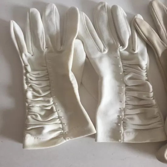 2 Pair Vintage Women Kayser Off White/Beige Gloves Size 7