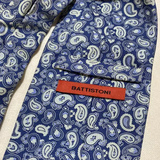 BATTISTONI Made In Italy Blue Paisley Pattern Men’s Silk Necktie PEC