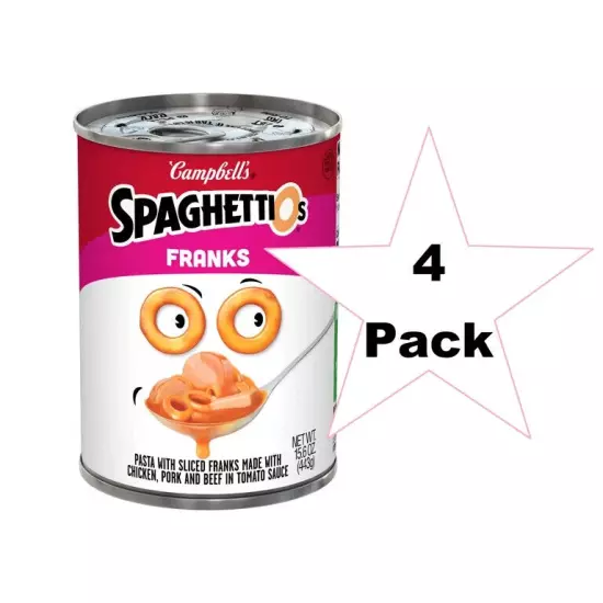 (4 CANS) Spaghetti-O’s Spaghettios with Franks Hot Dogs DISCONTINUED BB 11/24