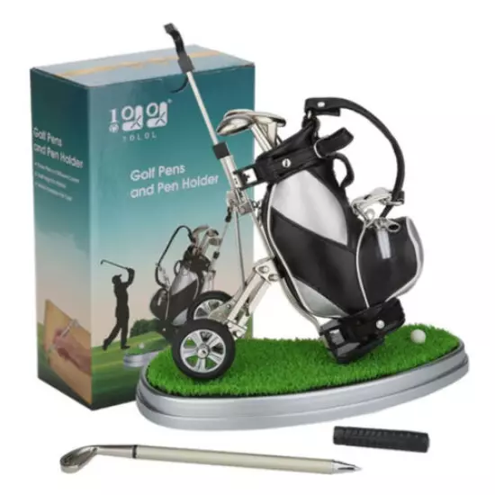 10L0L Golf Pen Holder with 3 Pieces Golf Club Pens Decor Gifts Souvenirs for Men