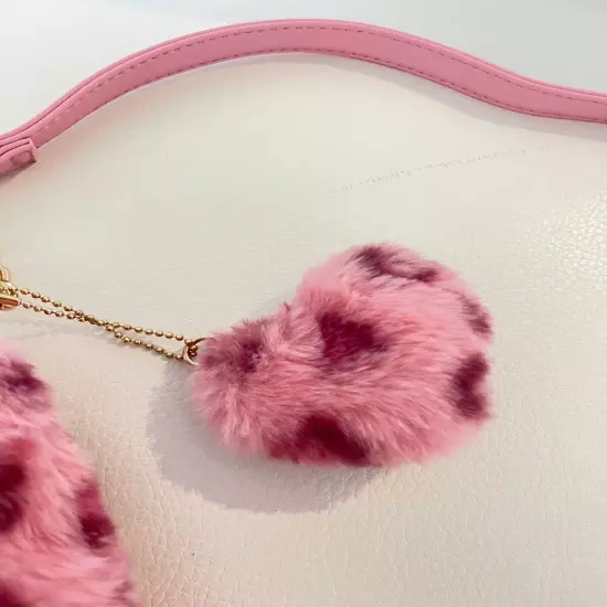 NWT JUICY COUTURE LIVE LAUGH CROSSBODY BAG PINK LEOPARD FAUX FUR