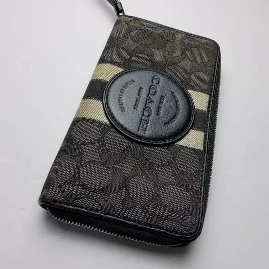 Coach Signature Dempsey Large Zip Around Phone Wallet Wristlet 